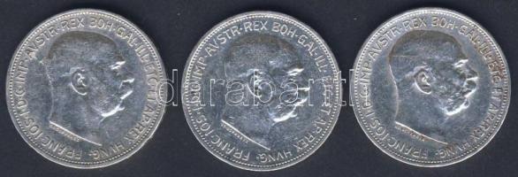 Ausztria 2Kr Ag 1912.(2x), 1913.(1x) T:2,2/3+