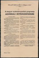 1956 A magyar szakszervezetek programja azonnali intézkedésekre, politikai röplap, Bp., Athenaeum, 29x20cm