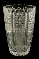Ólomkristály kosár és váza, csiszolt, jelzés nélkül, hibátlan, m: 15 és 18 cm