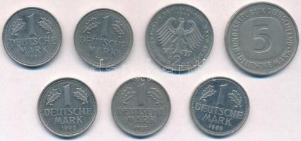 NSZK 1950-1994. 1M (5xklf) + 2M + 5M T:2,2-
FRG 1950-1994. 1 Mark (5xdiff) + 2 Mark + 5 Mark C:XF,V...