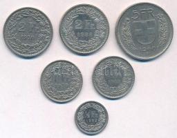 Svájc 1968-1988. 1/2Fr + 1Fr (2xklf) + 2Fr (2xklf) + 5Fr T:2
Switzerland 1968-1988. 1/2 Franc + 1 F...