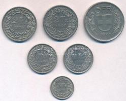 Svájc 1968-1990. 1/2Fr + 1Fr (2xklf) + 2Fr (2xklf) + 5Fr T:2
Switzerland 1968-1990. 1/2 Franc + 1 F...