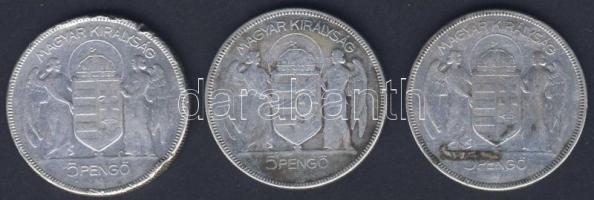 1930. 5P Ag "Horthy jobbra"(3x) T:3/4,4 ph,k,ü