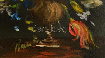 Olvashatatlan jelzéssel: Virágcsendélet. Olaj, karton, 12×9 cm