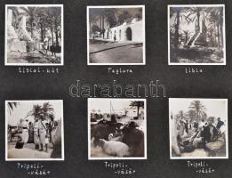 1937 Olaszországi és líbiai családi körutazás fotóalbuma, 147 fotóval, illusztrált vászon fotóalbumb...