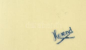 Herendi virágmintás porcelán bonbonier, kézzel festett, jelzett, hibátlan, 14x10x5 cm