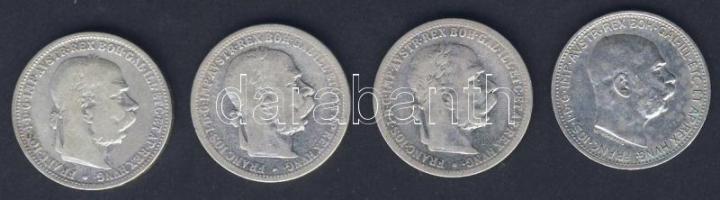 Ausztria 1893, 1894, 1895, 1914 4klf 1K Ag T:2,2/3,3+