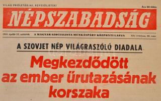 1961 Népszabadság XIX .évf. 88. szám, 1961. április 13. csütörtöki kiadása Gagarin űrutazásáról, és ...