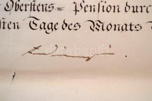 1840 Georg von Seiben, a császári és királyi hadsereg huszár főhadnagyának fizetéséről szóló oklevél...