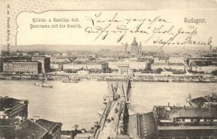 Budapest, Lánchíd, kilátás a Bazilika felé. Divald Károly 18. sz. (EK)
