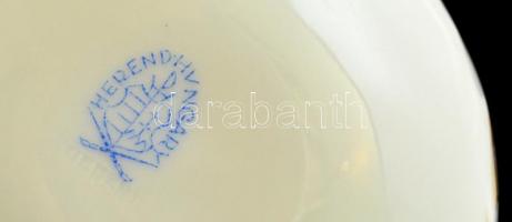 Herendi virágmintás bonbonier, tetején rózsával, kézzel festett, jelzett, lepattanással, hajszálrepe...