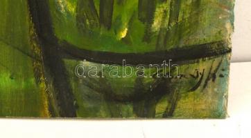 Olvashatatlan jelzéssel: Félaktok virággal, olaj, karton, 67,5×49,5 cm