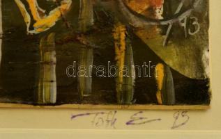 Tóth Ernő (1949- ): Bohóc, olaj, karton, jelzett, üvegezett keretben, 25×20 cm