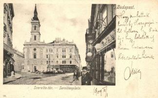Budapest V. Szervita tér, templom, Zelenkai, Lang M. üzletei (r)