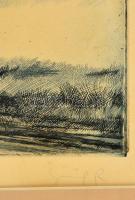 Görög Rezső (1930-): Tél, színezett rézkarc, papír, jelzett, paszpartuban, üvegezett fa keretben, 26...