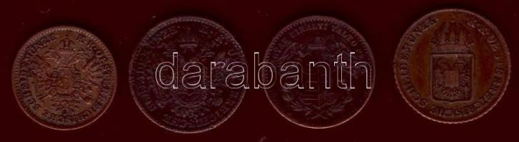 Ausztira/magyar verdejel 1851B 1/4Kr T:2 + 1851B 1/2Kr T:3 ü + Magyarország 1868 1Kr T:2/3 + Ausztri...