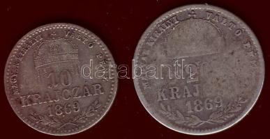 1869.GY.F. 10kr Ag T:3/4+ + 1869.GY.F. T:4/4+