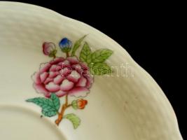 Herendi Eton mintás teás csészealj, kézzel festett, jelzett, egyik sérült, 7 db, d: 15 cm