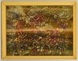 Máriási Iván (1928-1997): Tengerben, olaj, farost, jelzett, üvegezett fa keretben, 60×80 cm