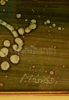 Máriási Iván (1928-1997): Tengerben, olaj, farost, jelzett, üvegezett fa keretben, 60×80 cm