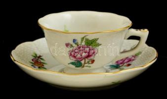 Herendi Eton mintás mokkás készlet, hiányos, kézzel festett, jelzett, rózsán apró lepattanással, 6+6...