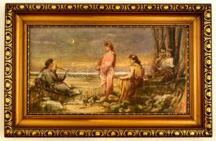 Fránek jelzéssel: Mitológiai jelenet. Akvarell, papír-karton, keretben, 20×35 cm