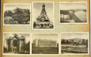 cca 1941-1942 Magyar katonai életképek a keleti frontról: épületek, temetések, akasztások, stb., albumba ragasztva, összesen kb. 100 db