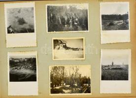 cca 1941-1942 Magyar katonai életképek a keleti frontról: épületek, temetések, akasztások, stb., alb...