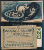 1920-1930 4 db céges reklámcédula + gyógyszerész boríték