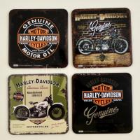 Harley Davidson modern fém-parafa poháralátét, 4 db, jó állapotban, 9x9 cm