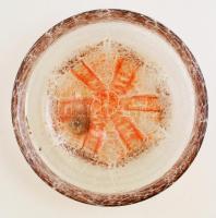 Muránói kínálótál. anyagában színezett, formába öntött üveg. Hibátlan. / Murano glass tray. d:37 cm