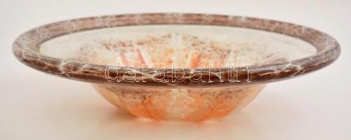 Muránói kínálótál. anyagában színezett, formába öntött üveg. Hibátlan. / Murano glass tray.  d:37 cm