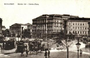 Budapest IX. Kálvin tér, villamos, üzletek, Nemzeti múzeum