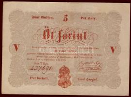 1848. 5Ft "Kossuth bankó" vörösbarna ritkább hátlapi második sorban ékezet + ékezet román nyelvű variánssal T:II