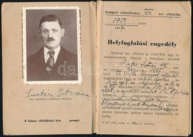 1947 Helyfoglalási engedély utcai árusok és cipőtisztítók részére, fényképpel