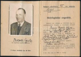 1944 Helyfoglalási engedély utcai árusok és cipőtisztítók részére, fényképpel