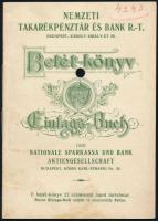1938 Nemzeti Takarékpénztár és Bank Rt. Betétkönyve, 17x12 cm