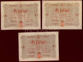 1848. 5Ft "Kossuth bankó" vörösbarna alaptípus(3x) T:II/III+