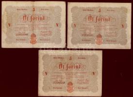 1848. 5Ft "Kossuth bankó" vörösbarna alaptípus(3x) T:III