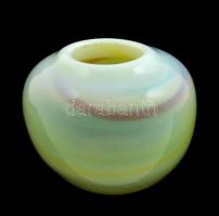 Fújt kis váza, anyagában színezett, jelzett (Sz.E.), hibátlan, m:7 cm
