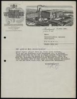 1945 Óbudai Fehérítő Festő és Impregnáló Gyár Rt. díszes fejléces levél, német nyelven, 29x22,5 cm