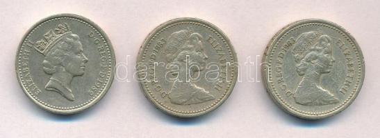 Nagy-Britannia 1983-1989. 1Ł (3xklf) T:2,2- Great Britain 1983-1989. 1 Pound (3xdiff) C:XF,VF