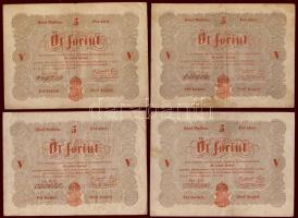 1848. 5Ft "Kossuth bankó" vörösbarna(6x) ritkább hátoldali második sorban ékezet + ékezet román nyelvű variánssal! T:III