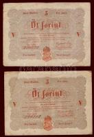 1848. 5Ft "Kossuth bankó" vörösbarna(6x) ritkább hátoldali második sorban ékezet + ékezet ...