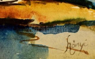 Szőnyi jelzéssel: Fények. Akvarell, papír, 33×22 cm