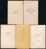 cca 1880 9 db különféle vizitkártya méretű katonai fotó bécsi, budai stb. műtermekből, 10,5×6,5 cm