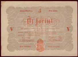 1848. 5Ft "Kossuth bankó" vörösbarna alaptípus hátlapi ferde nyomat! T:II