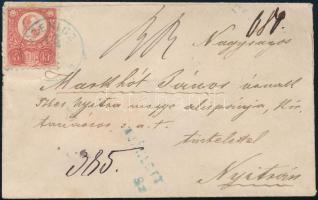 Registered cover with recorded delivery franked with 5 x Mi 10 (4 stamps teared off with the return recepisse) blue ,,SZENICZ