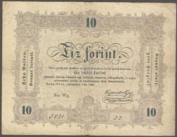 1848. 10Ft "Kossuth bankó" a kézzel írott sorozatszám után pont! T:III/III-