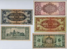 1945. 10.000P  + 1946. 1.000.000.000MP + 10.000MP + 100.000MP + 100.000.000MP mindegyik hamis "...